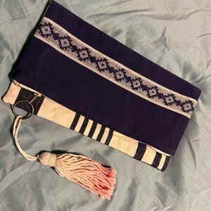 NWOT TRIBE ALIVE CANVAS CLUTCH fold over with tassel.